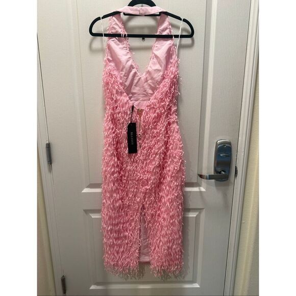 Elliatt Kalani Pink Textured Fringe Cocktail Party Midi Dress Women’s Size S –NW - Picture 3 of 5